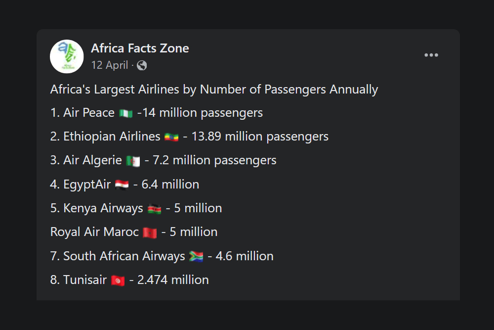 No, Nigeria’s Air Peace not Africa’s largest airline by passengers