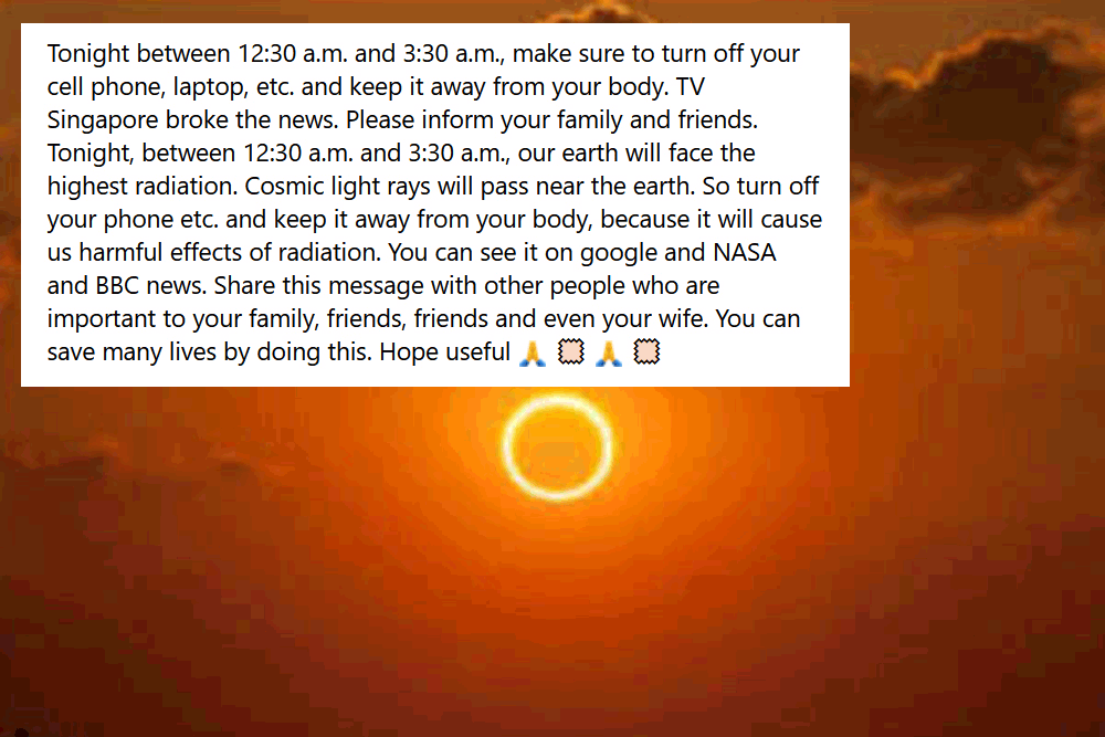 The false claim that “tonight” the Earth will “face its highest radiation” has been circulating online for well over a decade. It’s been given new life by the April 2024 total solar eclipse over Mexico, the US and Canada.