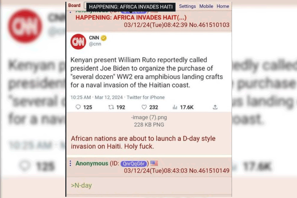 Kenya was to lead a now-delayed international policing mission to quell gang violence in Haiti. But the X post reporting Africa’s “D-day style invasion” of the Caribbean country is not by CNN.