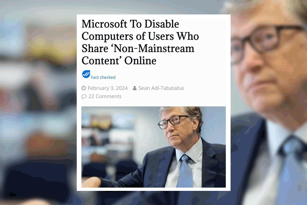 The People's Voice website has made up another lie, that Microsoft plans to shut down computers used to post disinformation – the site's speciality.