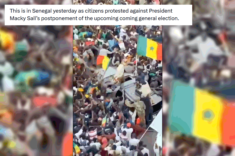 The viral video was shot when Ousmane Sonko was facing trial, not after Macky Sall postponed Senegalese elections "indefinitely".