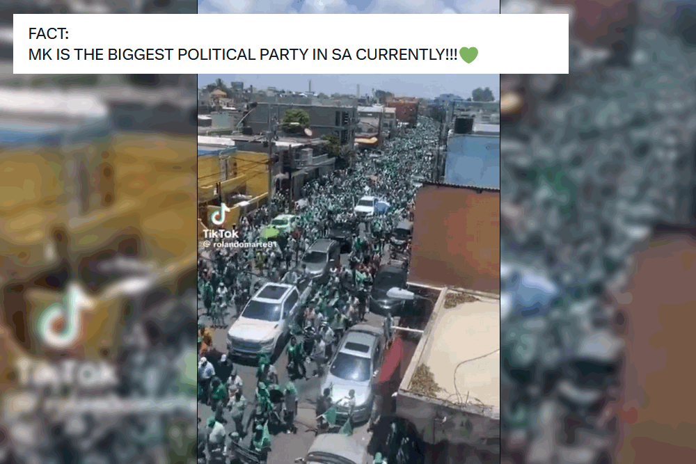 It's being used to claim that the new party is South Africa's "biggest", but the clip actually shows Fuerza del Pueblo supporters in the Dominican Republic.