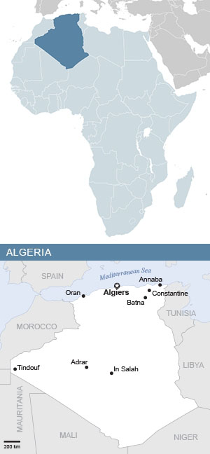 Map of Algeria and Africa