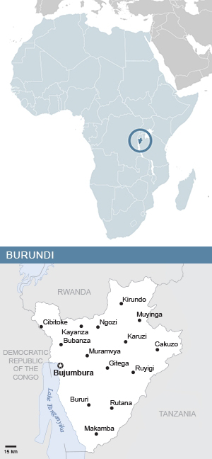 Map of Burundi and Africa