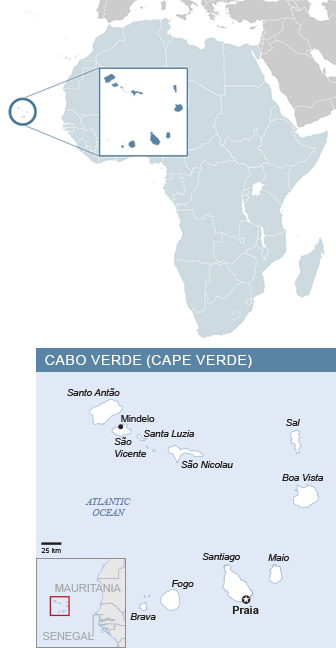 Map of Cabo Verde - Cape Verde - and Africa