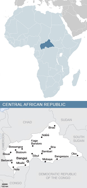 Map of Central African Republic and Africa