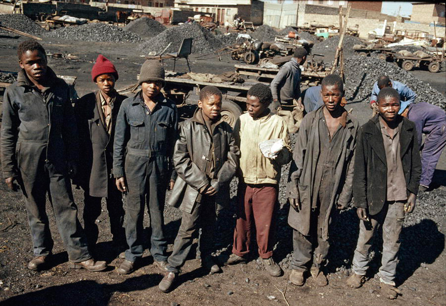 A 1988 image of young South African coal miners, some little more than children, taken by legendary photographer Peter Magubane for the United Nations. (Peter Magubane, CC BY-NC-ND)