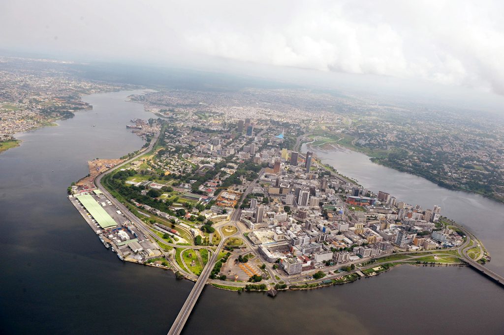 Africa - An aerial view of the district of Plateau in the Côte d’Ivoire capital of Abidjan