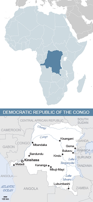 Map of the Democratic Republic of the Congo and Africa