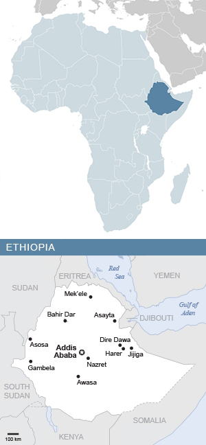 Map of Ethiopia and Africa