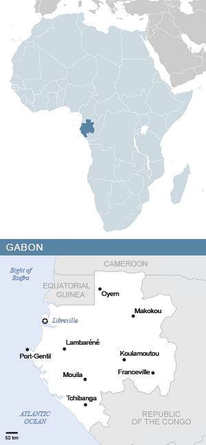 Map of Gabon and Africa