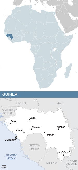 Map of Guinea and Africa