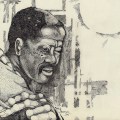 Detail of the cover of Kippie Moeketsi’s solo album Hard Top (1976), with artwork by Mafa Ngwenya. (Image courtesy of As Shams Archive)