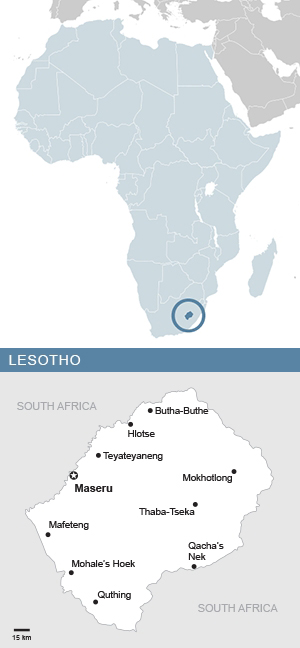 Map of Lesotho and Africa