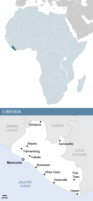 Map of Liberia and Africa