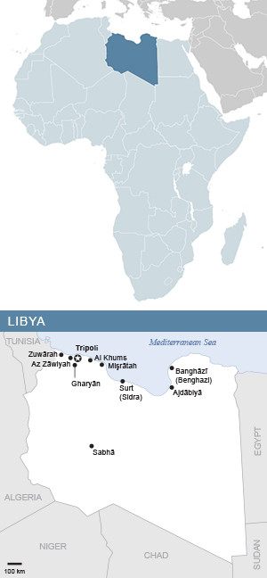Map of Libya and Africa