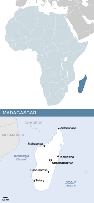 Map of Madagascar and Africa