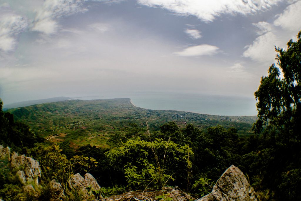 Africa - A sense of the size of Lake Malawi, in a view from the road to the town of Livingstonia in the north of Malawi