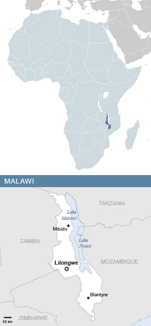 Map of Malawi and Africa