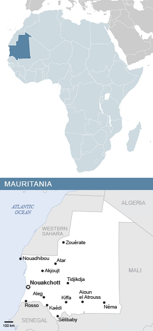 Map of Mauritania and Africa