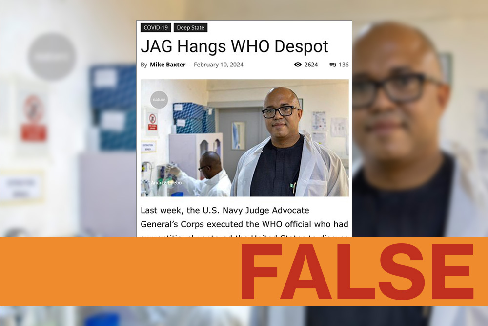 The conspiracist website Real Raw News makes up false stories about public figures it dislikes being executed at the US naval base in Guantanamo Bay. Its latest subject is the World Health Organization's Dr Chikwe Ihekweazu.