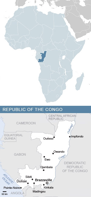 Map of the Republic of the Congo and Africa
