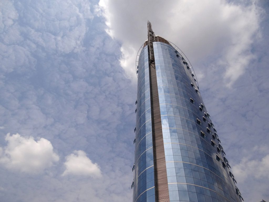 Africa - Kigali City Tower on Avenue du Commerce in the central business district of Kigali, the capital and largest city of Rwanda. 