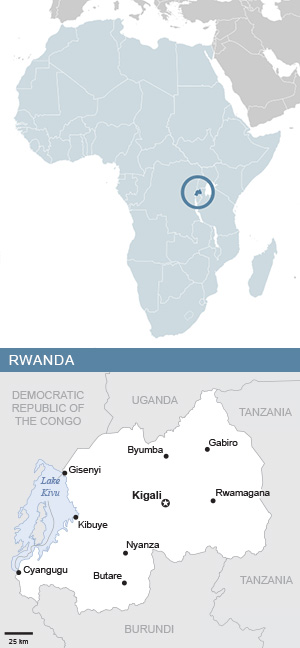 Map of Rwanda and Africa