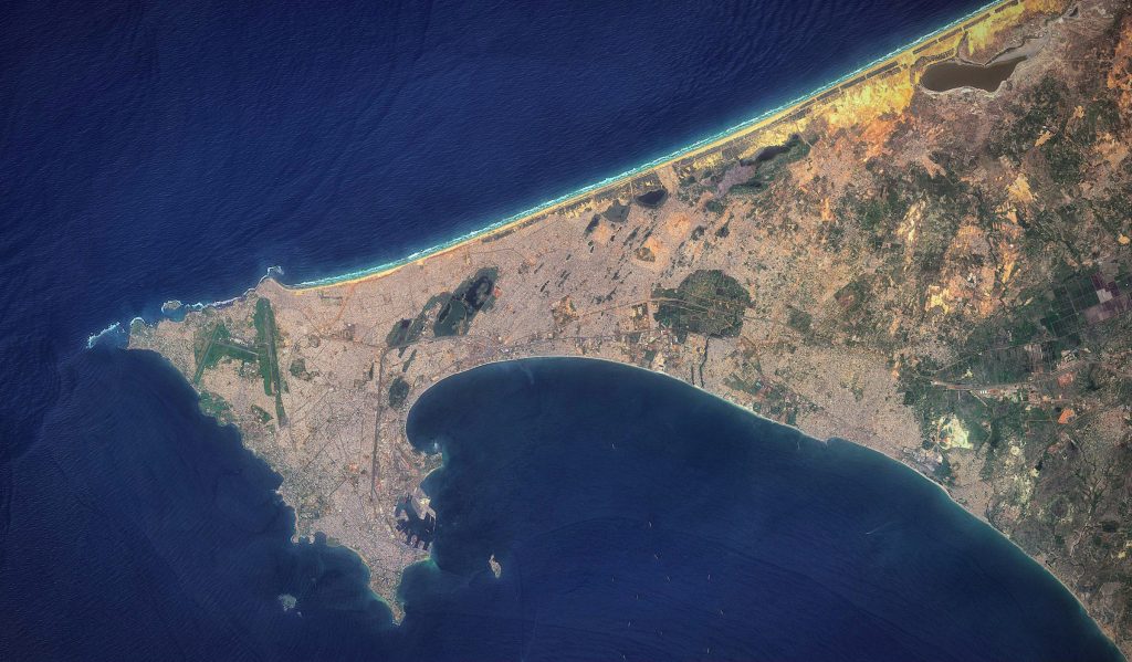 A satellite view of Senegal's Dakar peninsula, the westernmost point of mainland Africa.