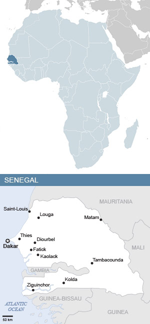 Map of Senegal and Africa