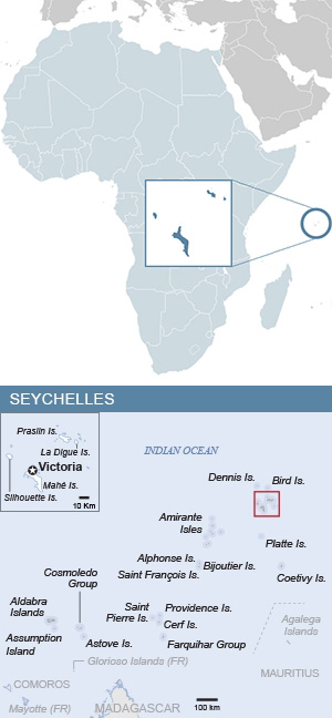 Map of Seychelles and Africa