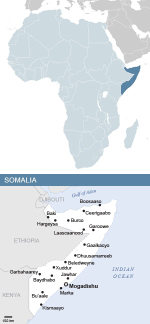 Map of Somalia and Africa