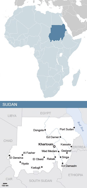Map of Sudan and Africa