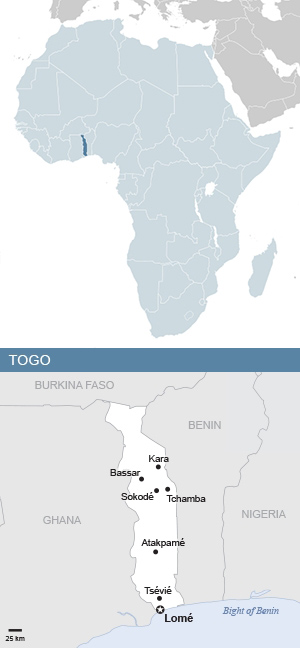 Map of Togo and Africa