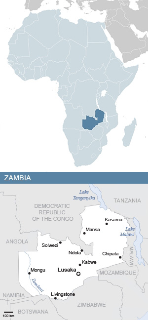 Map of Zambia and Africa