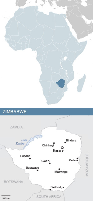 Map of Zimbabwe and Africa